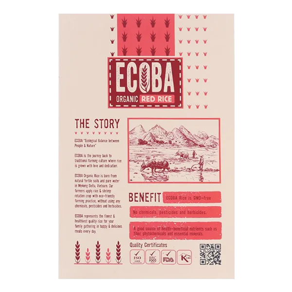Gạo lứt đỏ hữu cơ Ecoba Huyết Rồng hộp 1kg